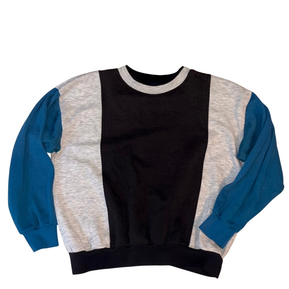 Colorblock Crewneck Sweatshirt - Black, Heather Gray & Teal